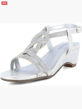 Wedge Sandals with 1.5-Inch Heel, Slingback Strap, Glitter Embellishment